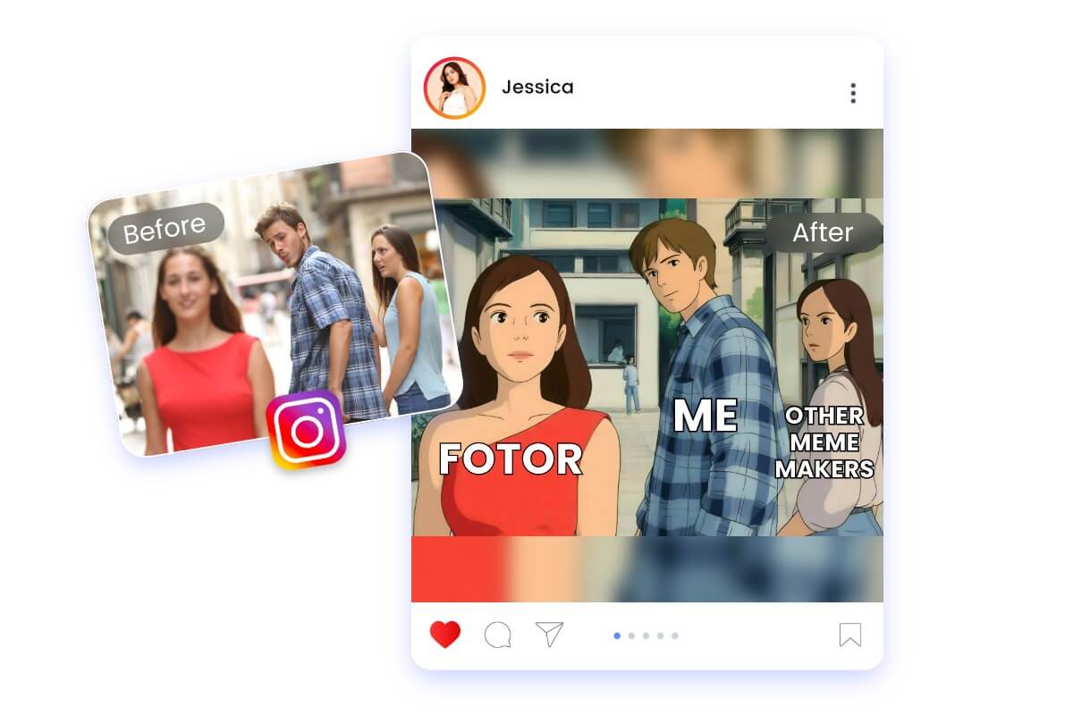 Ghibli-style meme created from a photo with VidOne