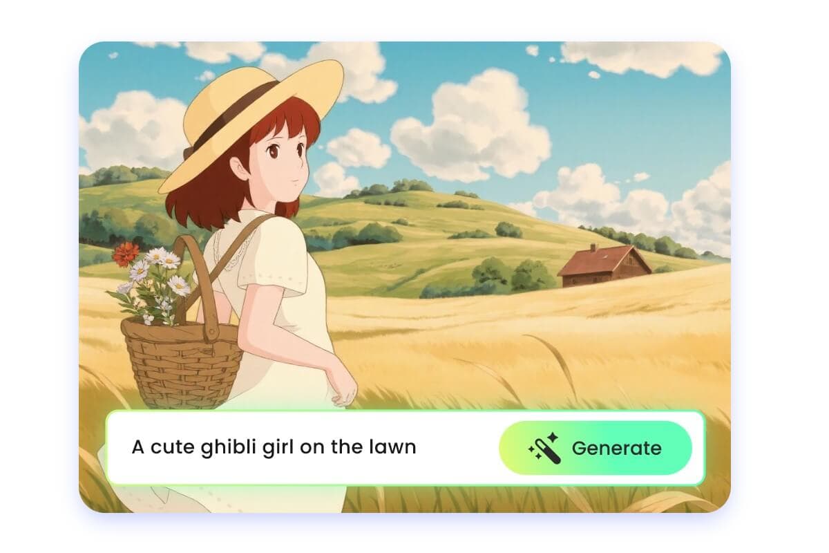 Studio Ghibli style image generated from a text prompt with VidOne