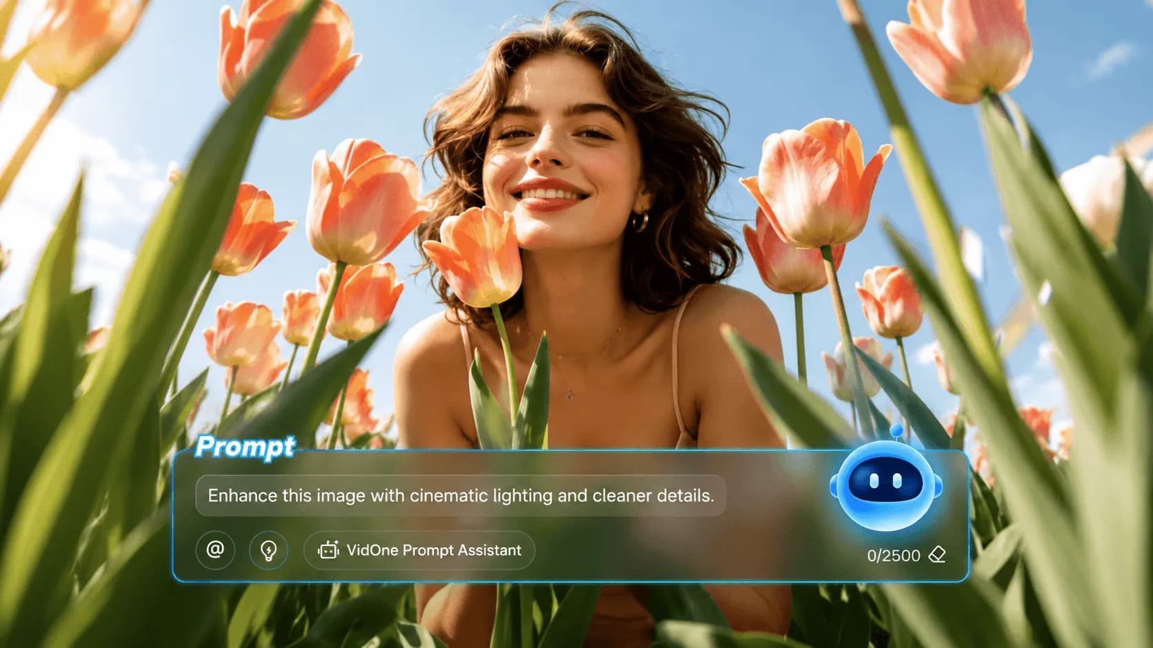 Prompt controls for an AI image-to-image transformation