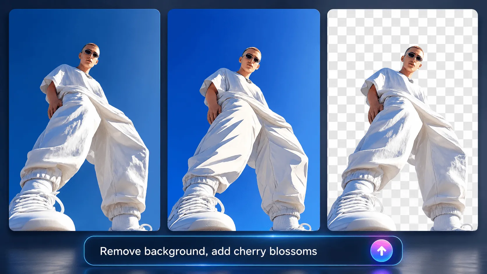 Editing an AI image generator output with retouch, replace, and enhance tools