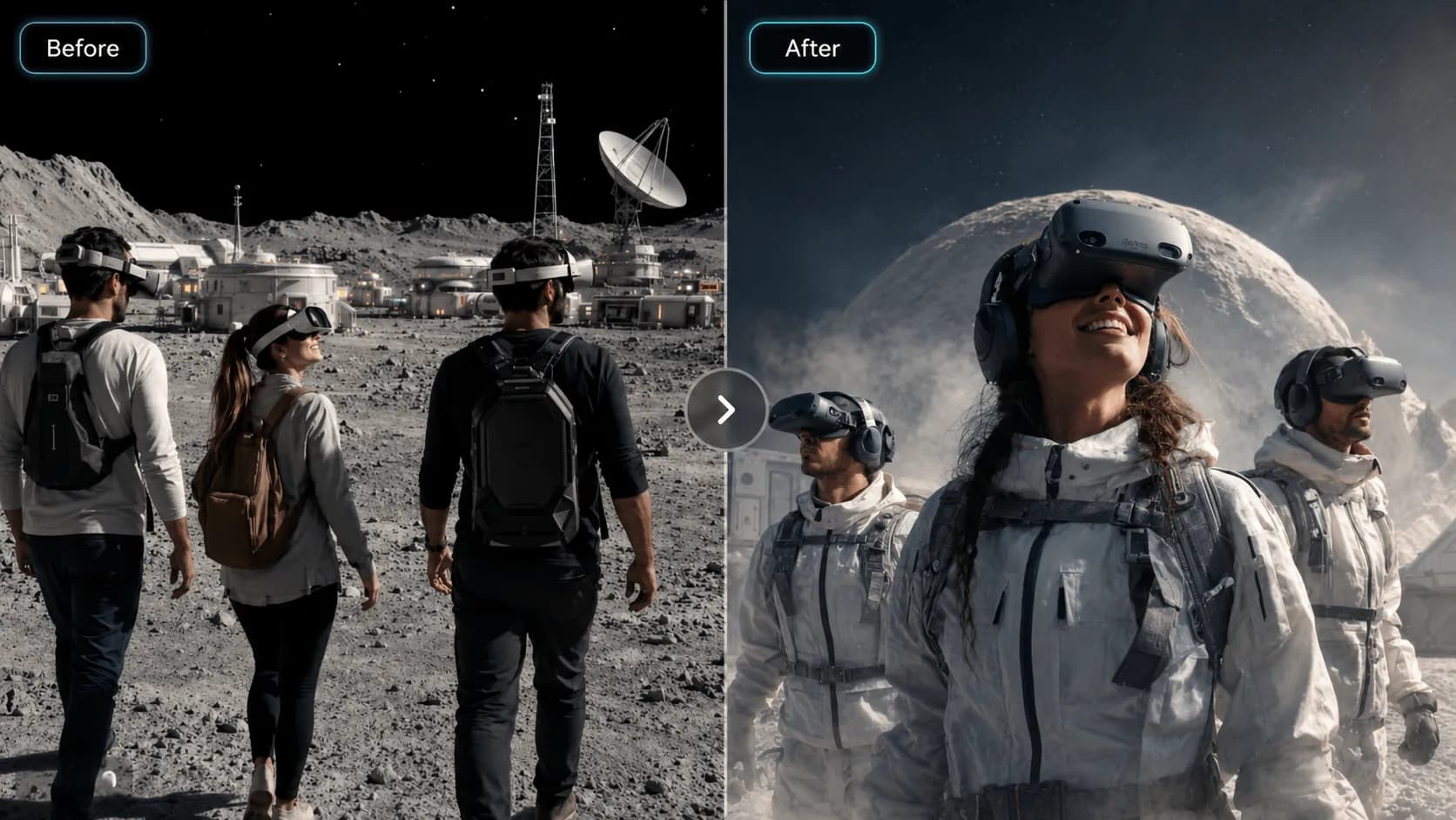 Comparing several AI text to image variations side by side